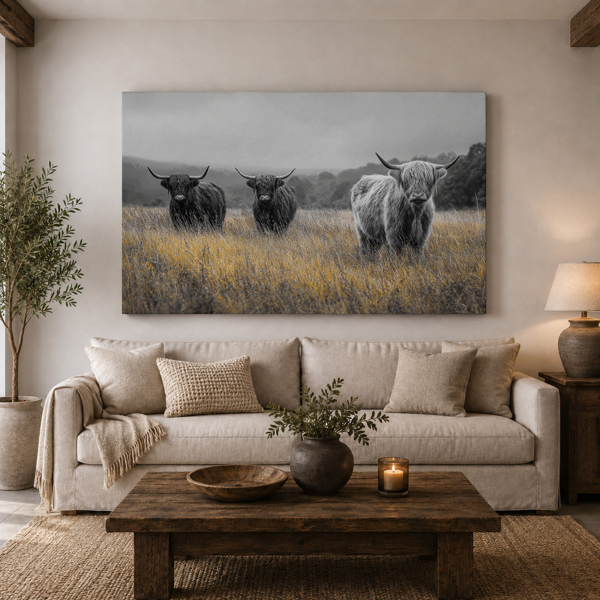 Highland Cattle in a Golden Meadow