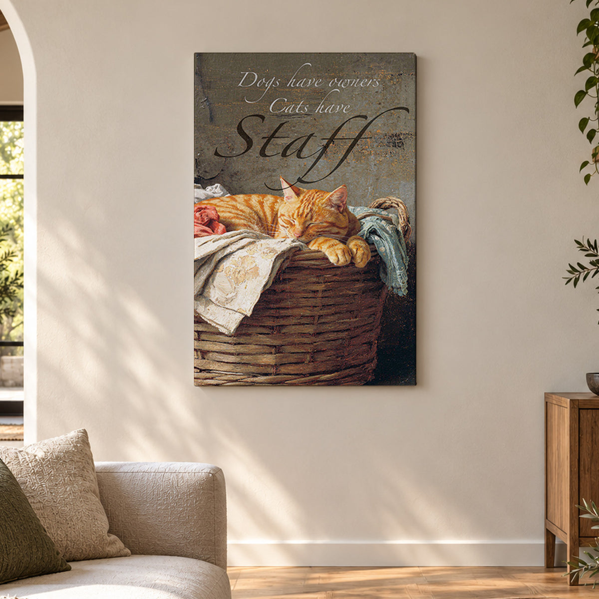 Cats Have Staff – Funny Orange Cat Canvas Wall Art