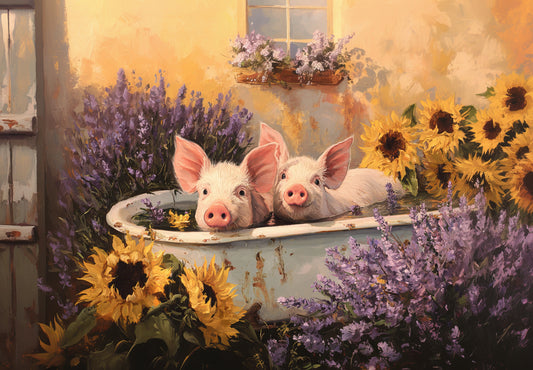 Sunflower Soak – Playful Piglets