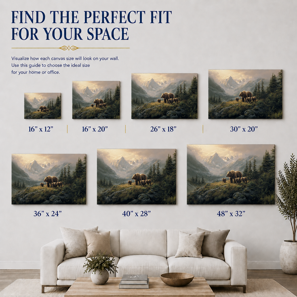 Momma and her 3 Cubs Canva Art