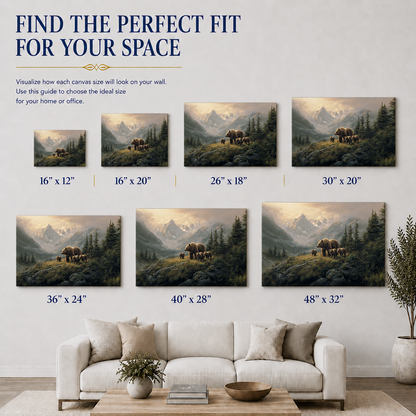 Momma and 3 Cubs Canvas Art