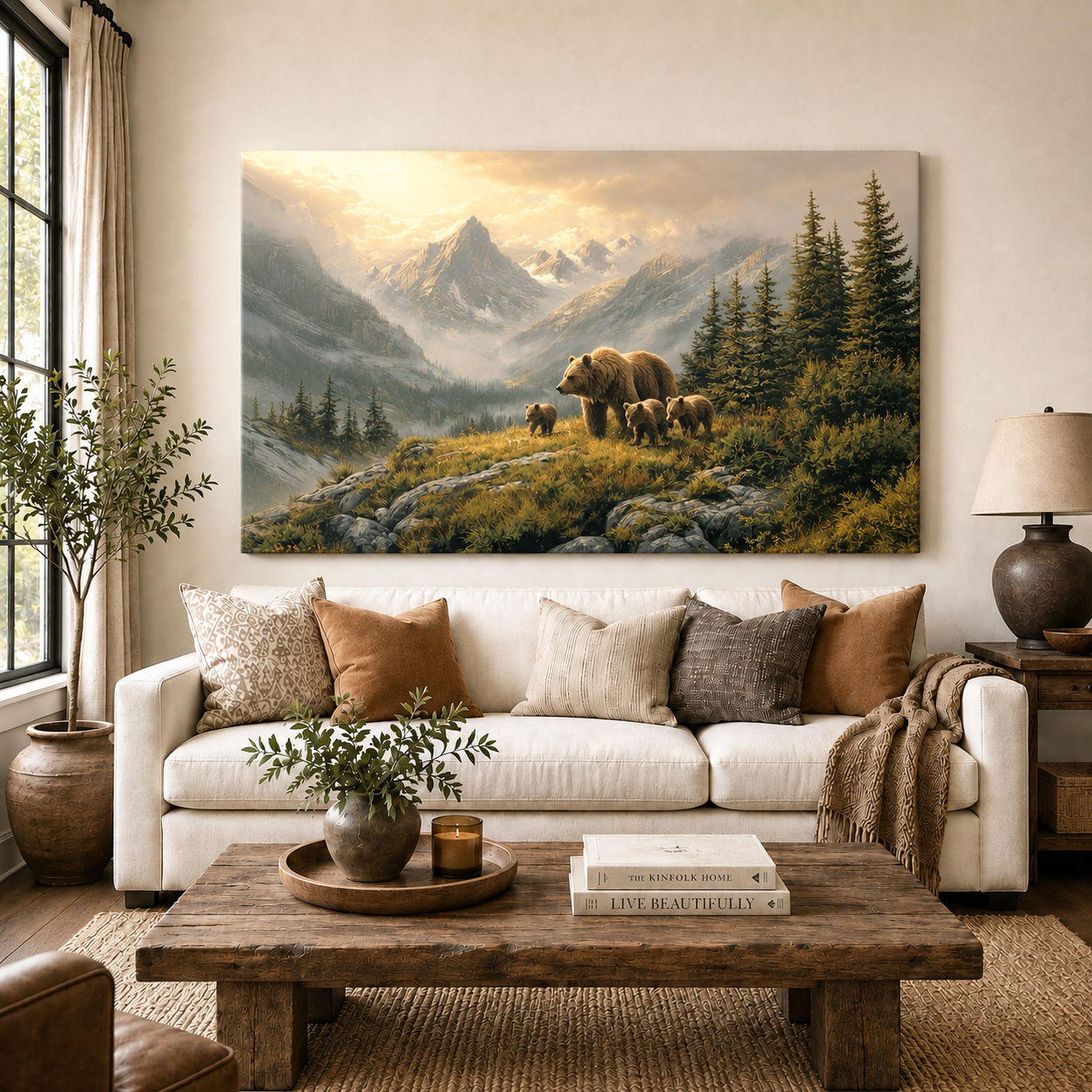 Momma and her 3 Cubs Canva Art