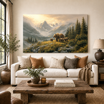 Momma and 3 Cubs Canvas Art