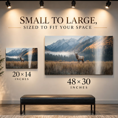 Majestic Bull Elk in an Autumn Mountain Valley - Metal Print