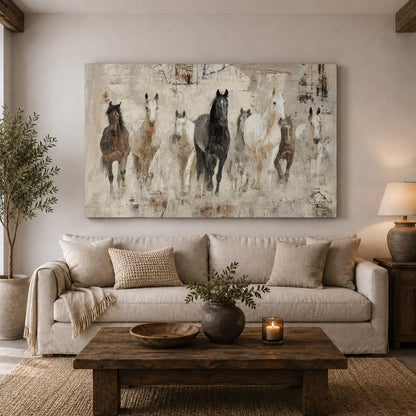 Wild Horses in Neutral Abstract