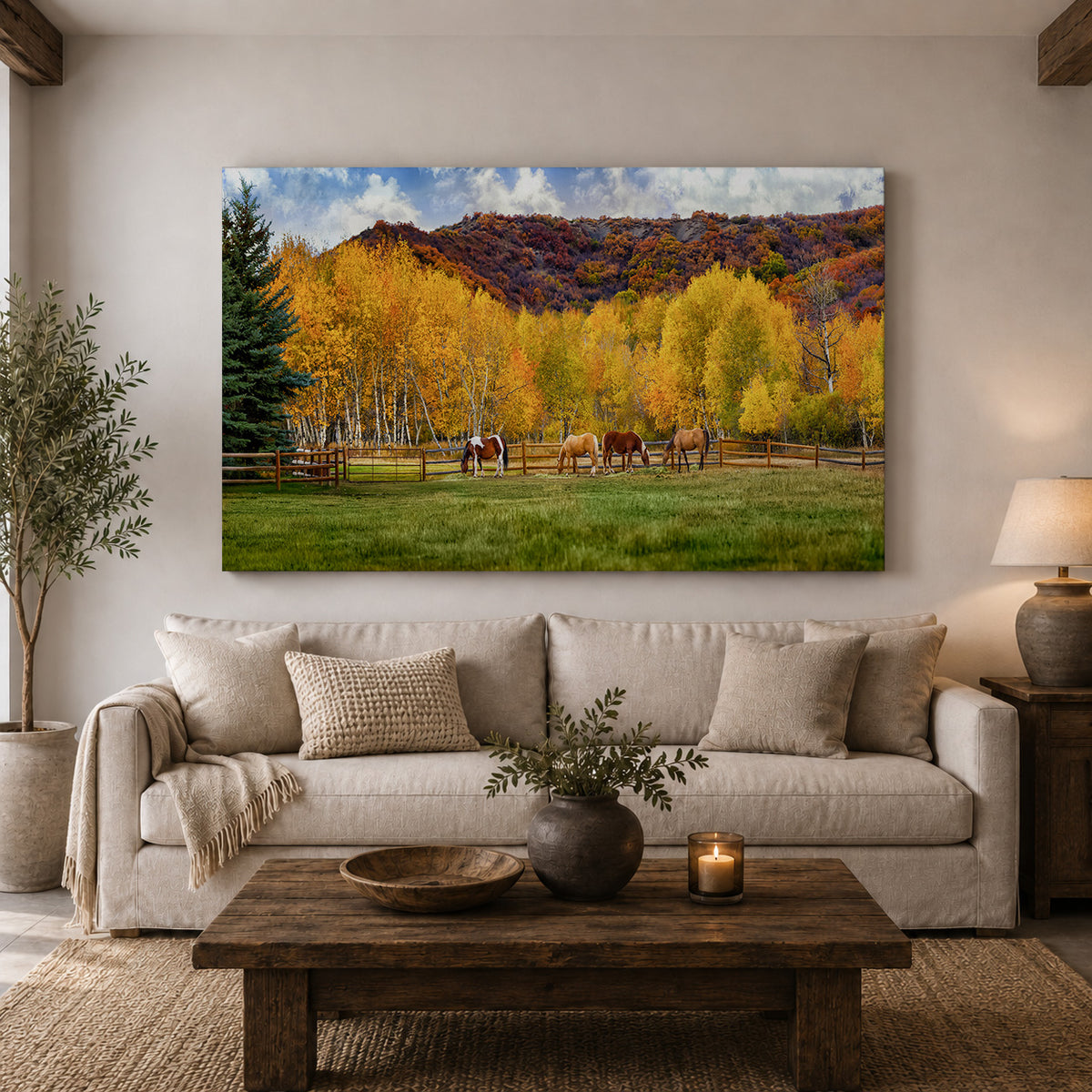 Autumn Horses in the Golden Aspens