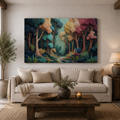 Enchanted Woodland – Colorful Textured Forest Art