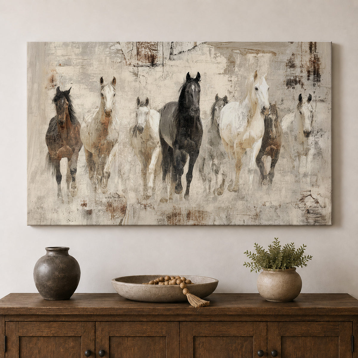 Wild Horses in Neutral Abstract