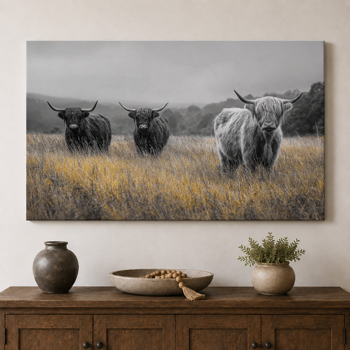 Highland Cattle in a Golden Meadow