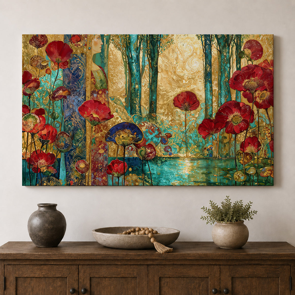 Enchanted Garden of Crimson and Gold