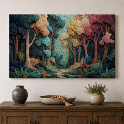Enchanted Woodland – Colorful Textured Forest Art