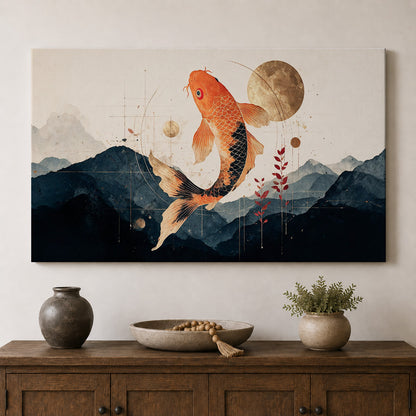 Golden Koi – Japanese Mountain Serenity