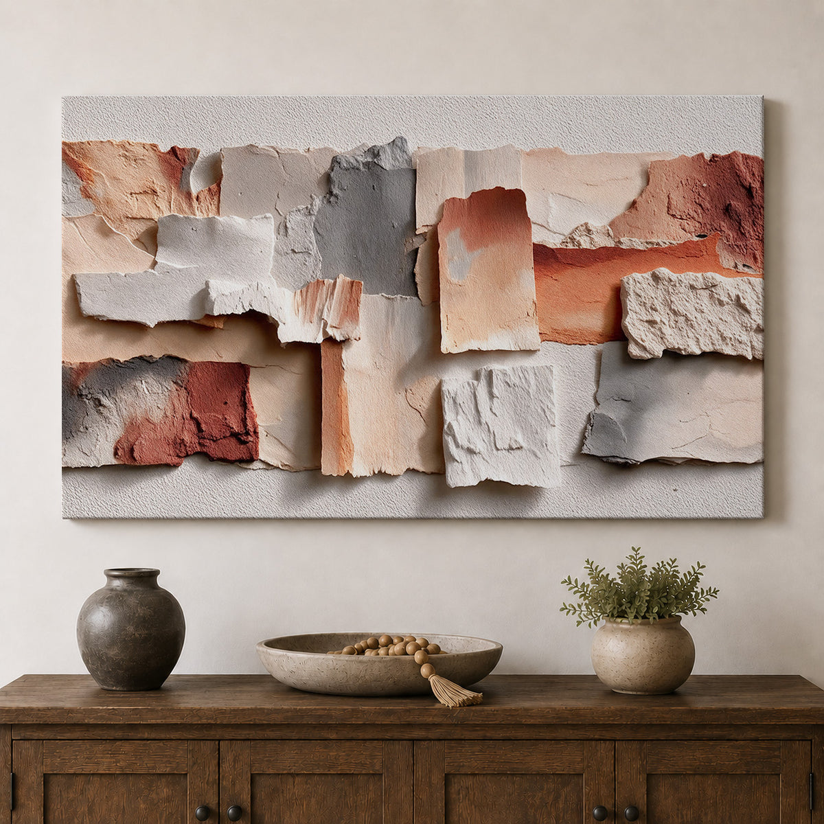 Earthbound Layers – Neutral Textured Abstract Art