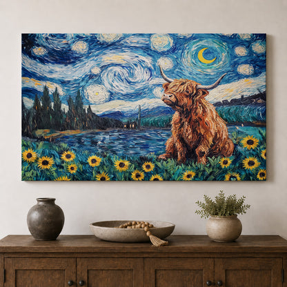 Starry Night Highland Cow