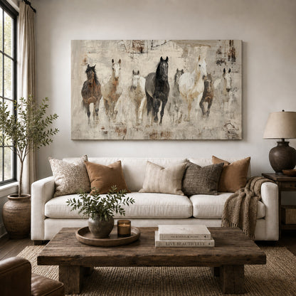 Wild Horses in Neutral Abstract