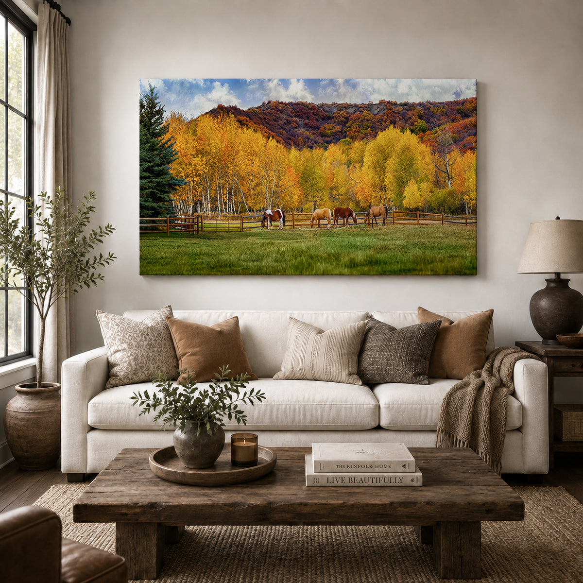 Autumn Horses in the Golden Aspens