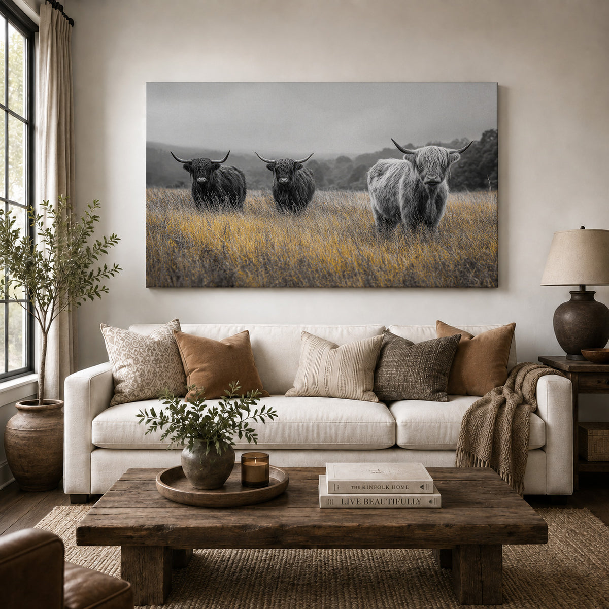 Highland Cattle in a Golden Meadow