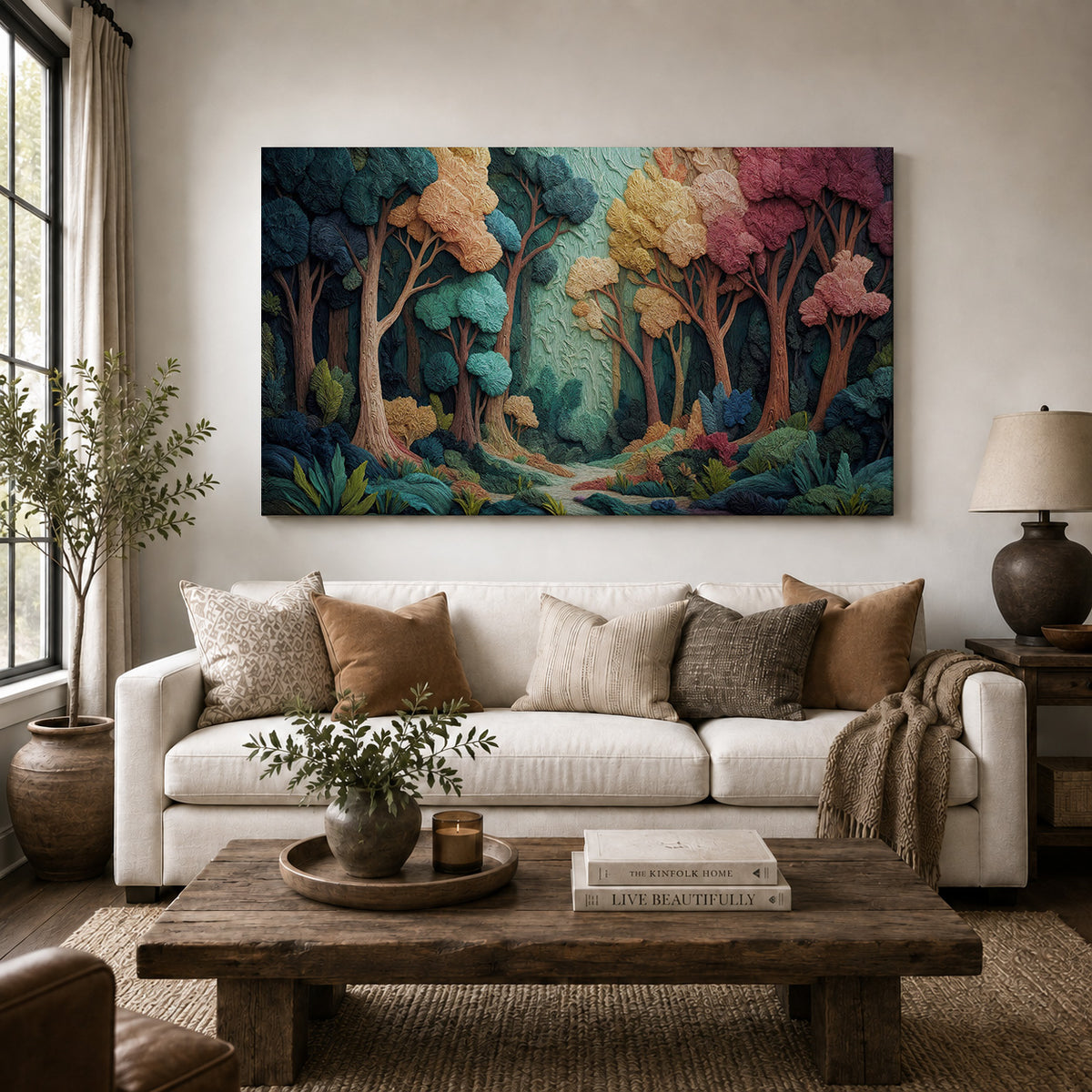 Enchanted Woodland – Colorful Textured Forest Art
