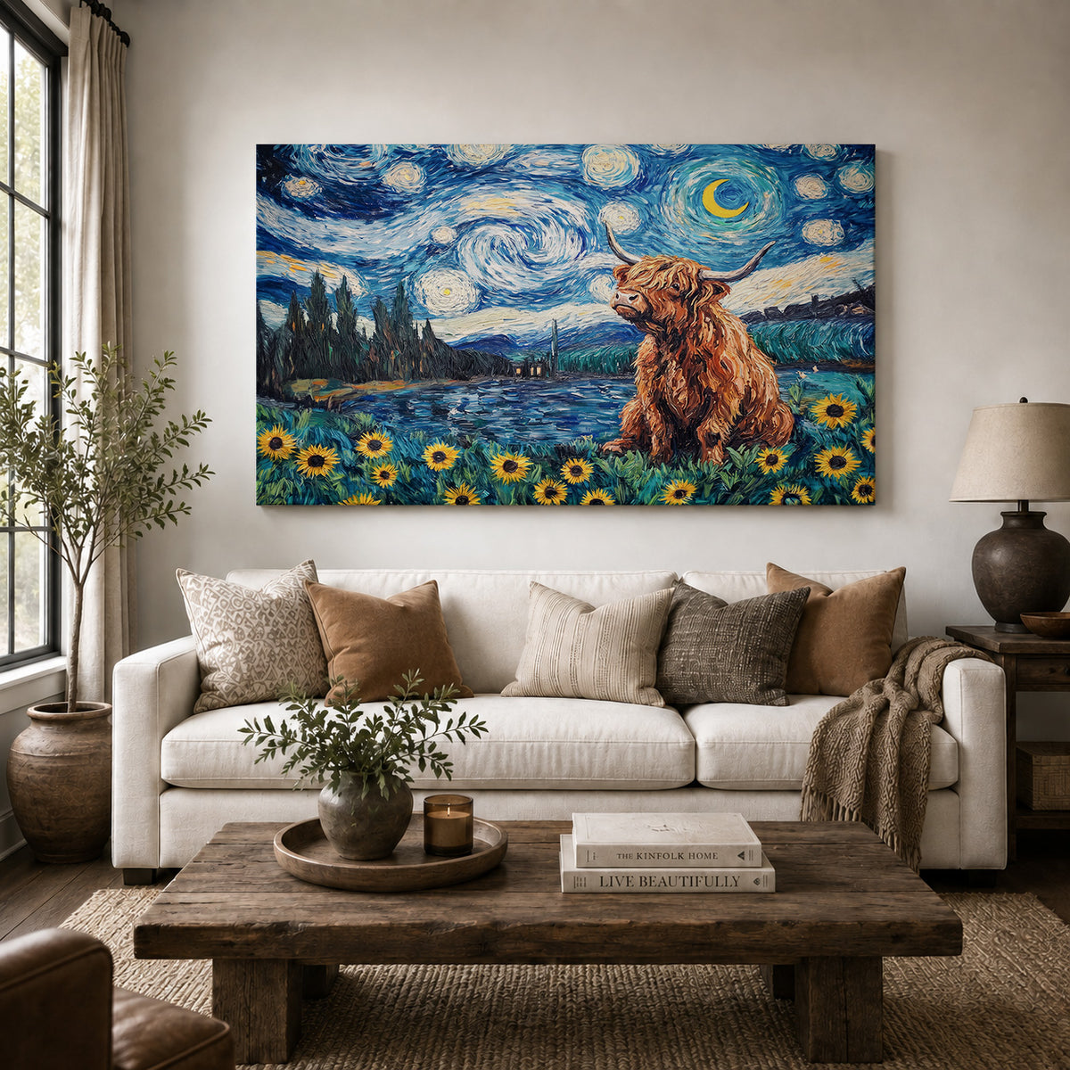 Starry Night Highland Cow