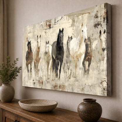 Wild Horses in Neutral Abstract