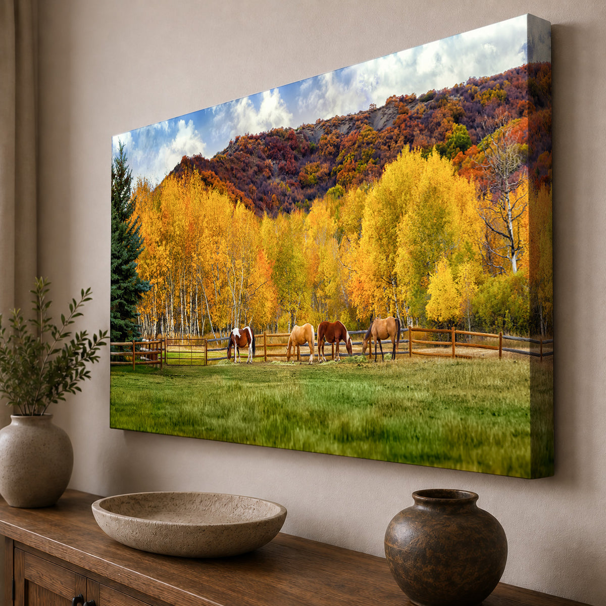 Autumn Horses in the Golden Aspens