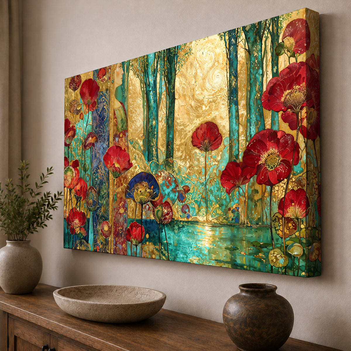 Enchanted Garden of Crimson and Gold