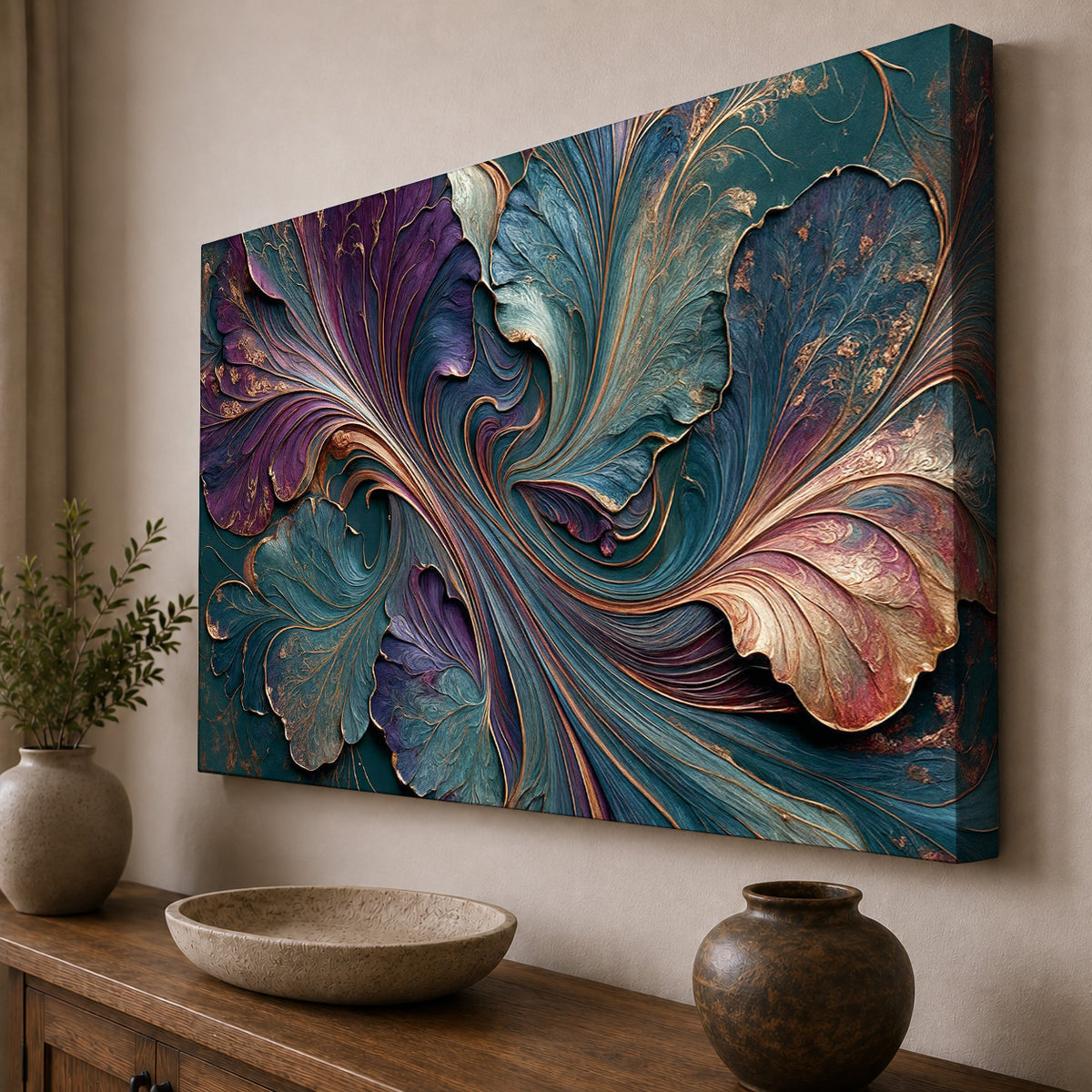 Midnight Botanicals – Abstract Metallic Floral Art