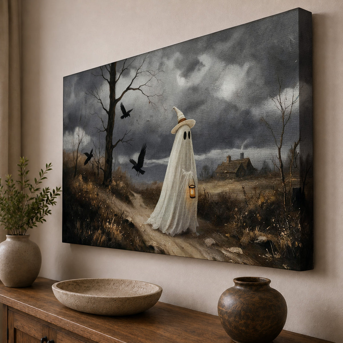 The Haunted Path – Whimsical Ghost and Gothic Halloween Art