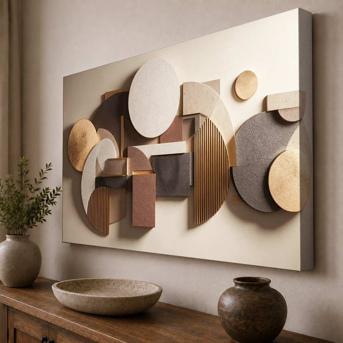 Geometric Harmony – Modern Neutral Abstract Art