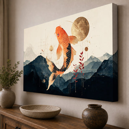 Golden Koi – Japanese Mountain Serenity