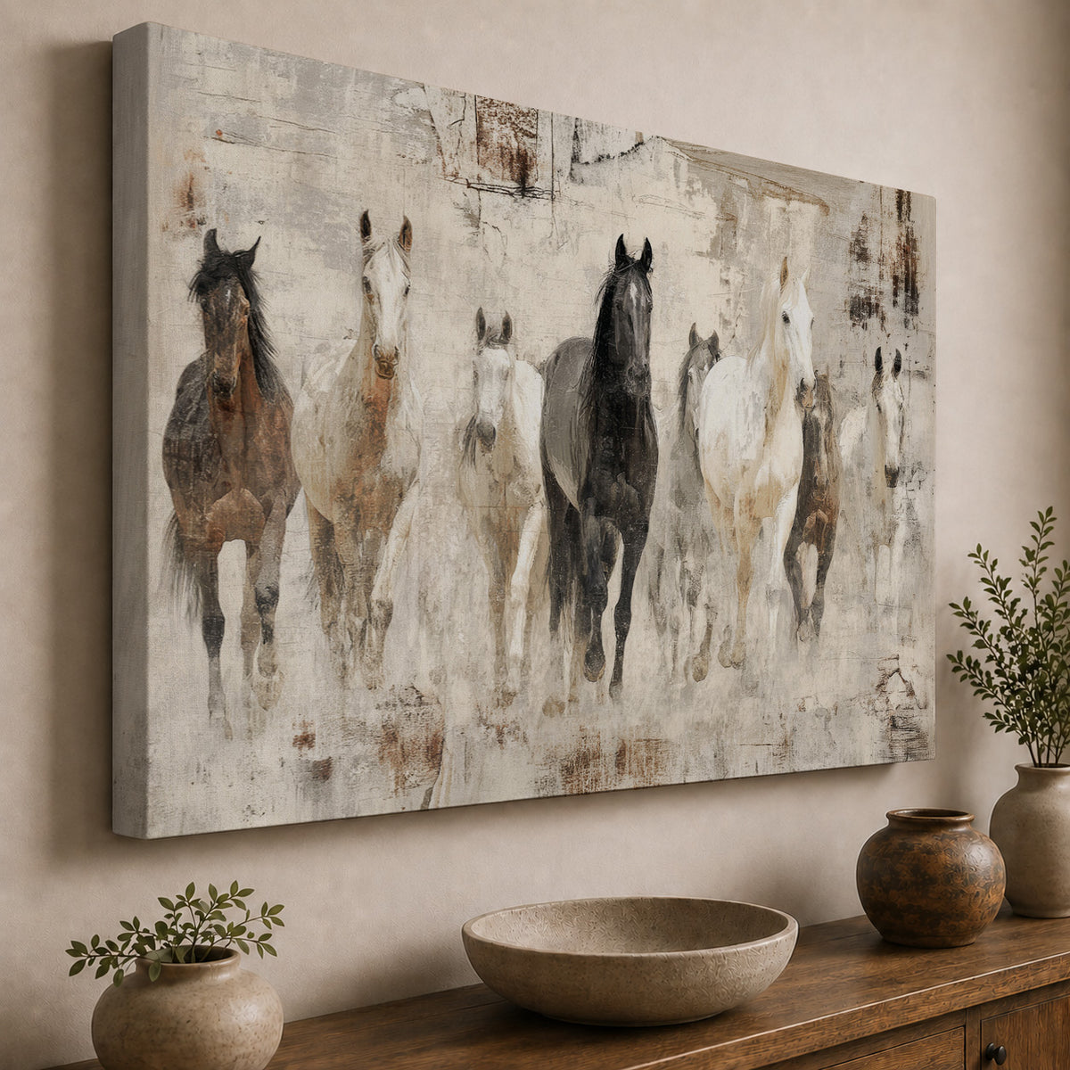 Wild Horses in Neutral Abstract