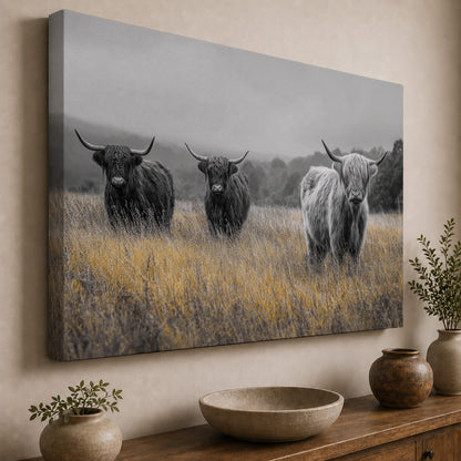 Highland Cattle in a Golden Meadow