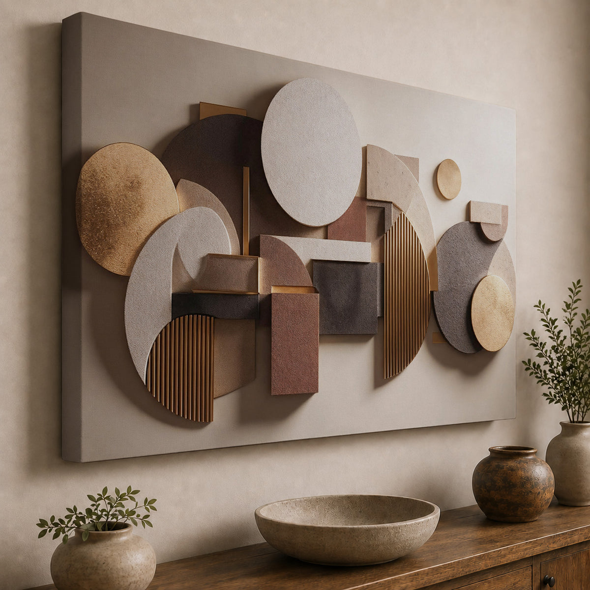 Geometric Harmony – Modern Neutral Abstract Art