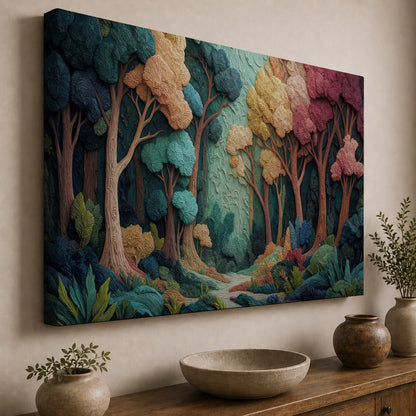 Enchanted Woodland – Colorful Textured Forest Art