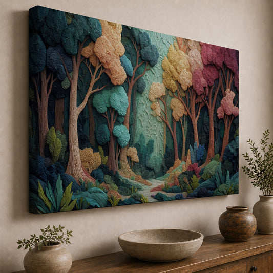 Enchanted Woodland – Colorful Textured Forest Art