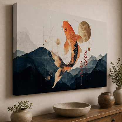 Golden Koi – Japanese Mountain Serenity