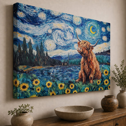 Starry Night Highland Cow