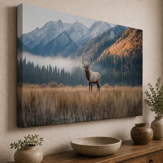 Majestic Bull Elk in an Autumn Mountain Valley