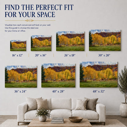 Autumn Horses in the Golden Aspens