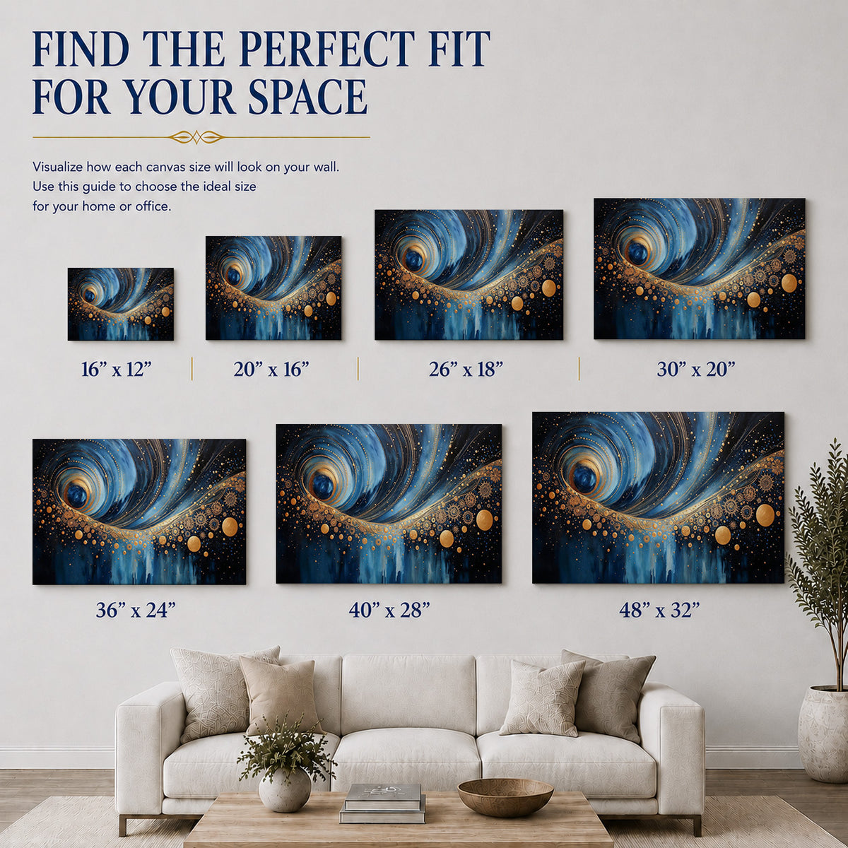 Celestial Gold – Blue and Gold Abstract Art