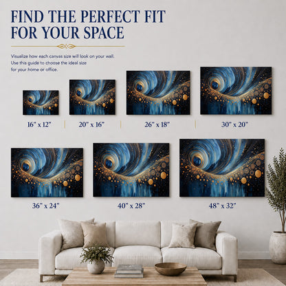 Celestial Gold – Blue and Gold Abstract Art