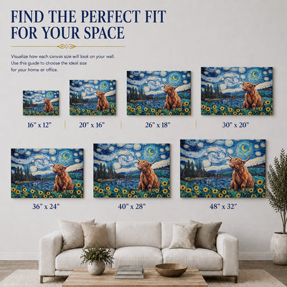 Starry Night Highland Cow