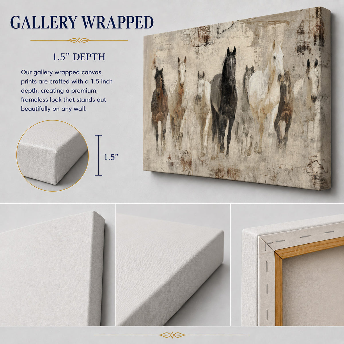 Wild Horses in Neutral Abstract