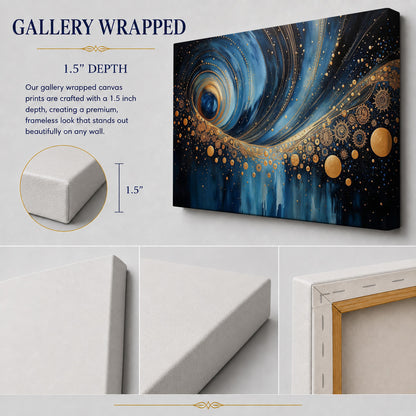 Celestial Gold – Blue and Gold Abstract Art