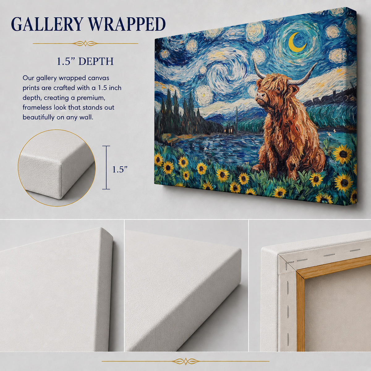 Starry Night Highland Cow