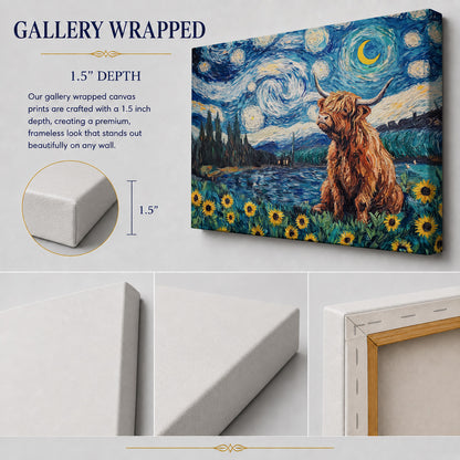Starry Night Highland Cow