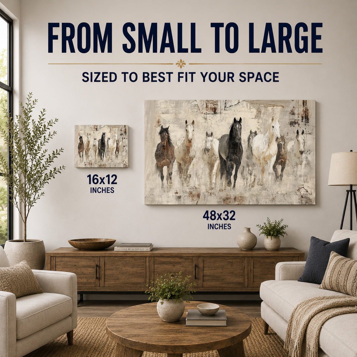 Wild Horses in Neutral Abstract