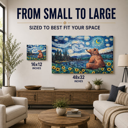 Starry Night Bear Among the Sunflowers