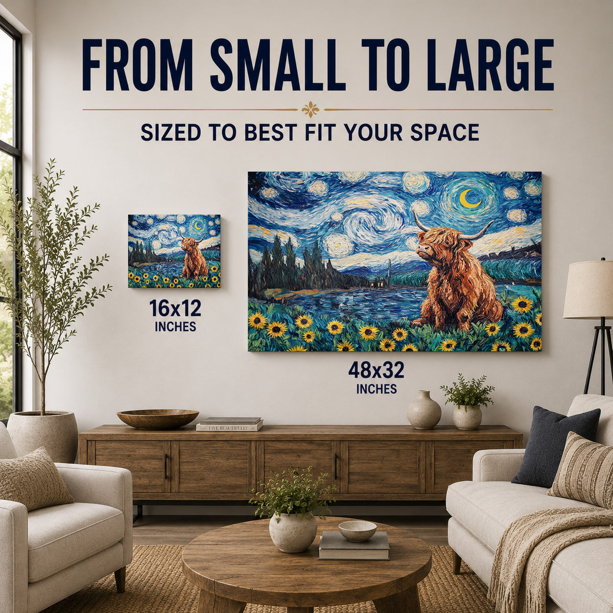 Starry Night Highland Cow