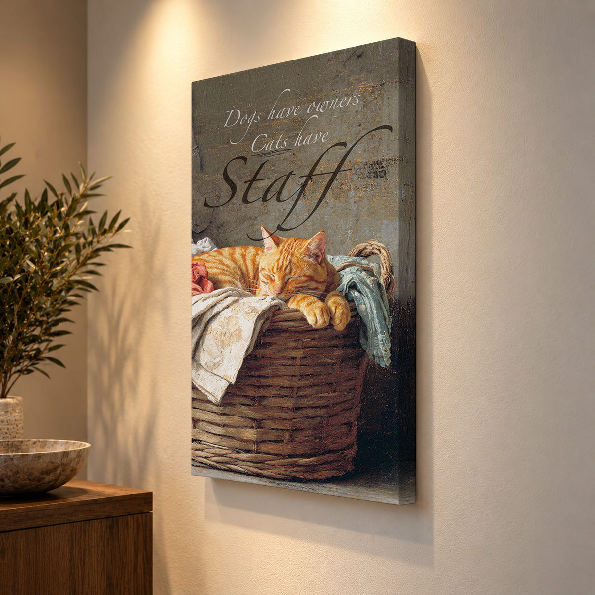 Cats Have Staff – Funny Orange Cat Canvas Wall Art